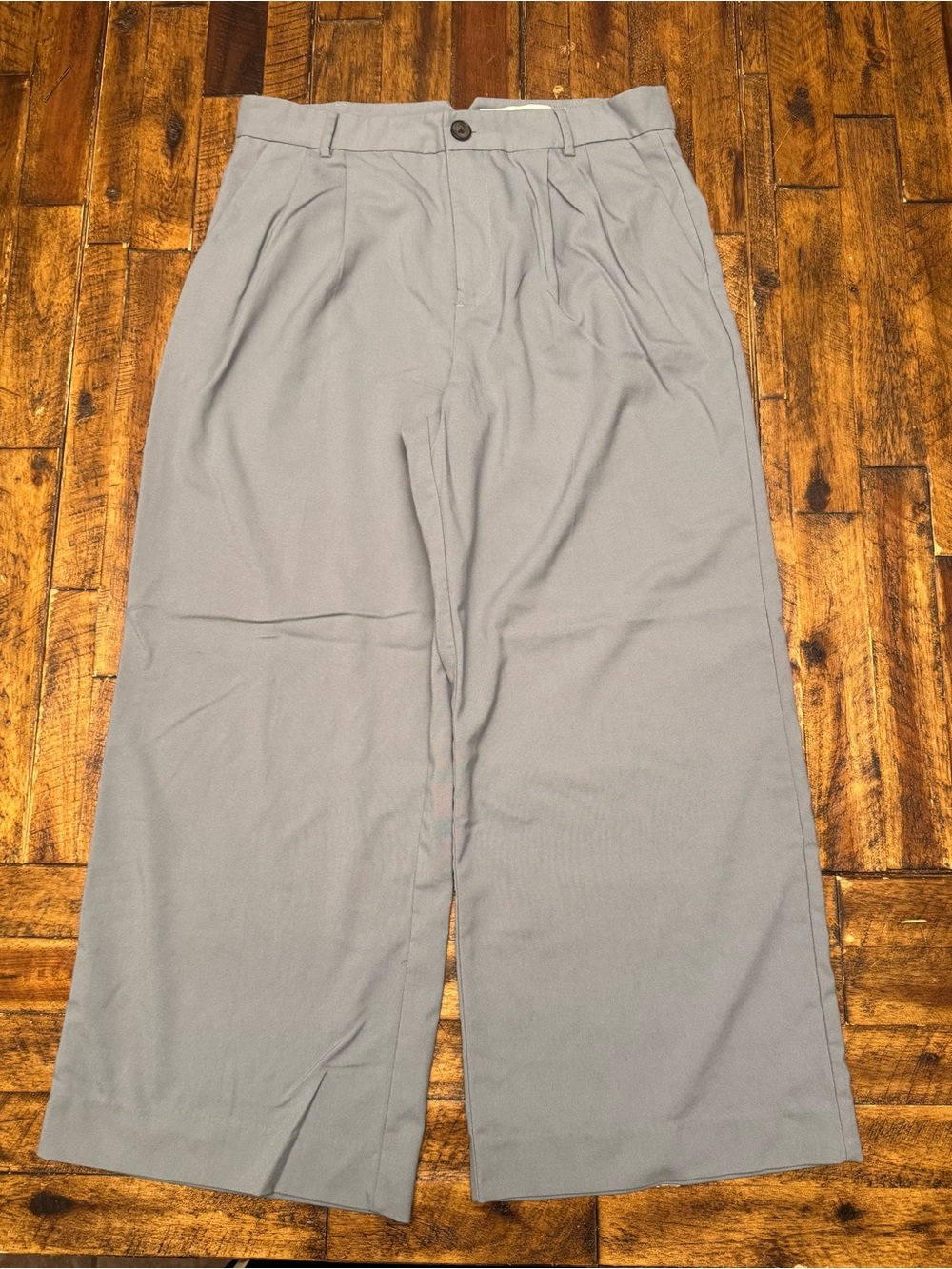 Bershka Wide-Leg Pleated Chinos in Light Gray